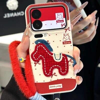 火翔新年红马适用于小米17promax手机壳15ulta/14pro/13保护套civi5/4红米K90K80EK70/K60女Note15pro+14仿皮