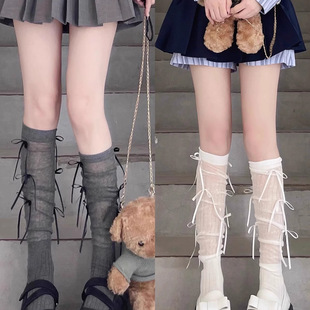 2025款 純欲風(fēng)蝴蝶結(jié)小腿襪子甜美少女過(guò)膝長(zhǎng)筒襪絲帶堆堆襪中筒襪