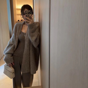独特绝美小套装秋装软糯舒适针织开衫性感吊带背心垂感长裤三件套