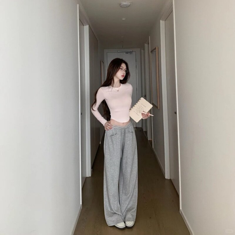 休闲百搭运动风显瘦长袖上衣女秋图片