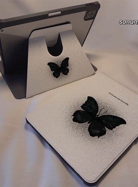 倚琪 黑色蝴蝶2025新款matepad12保护壳适用华为matepad air2透明7荣耀平板V9pro带旋转V8卡通magic硅胶套se6