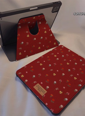 倚琪 红色碎花2025新款matepad12保护壳适用华为matepad air2透明7荣耀平板V9pro带旋转V8卡通magic硅胶套se6