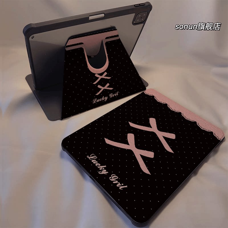 倚琪 粉色蕾丝2025新款小米平板8保护壳适用11英寸红米pad7带笔槽旋转电脑pro6透明卡通12.4寸7Spro硅胶套