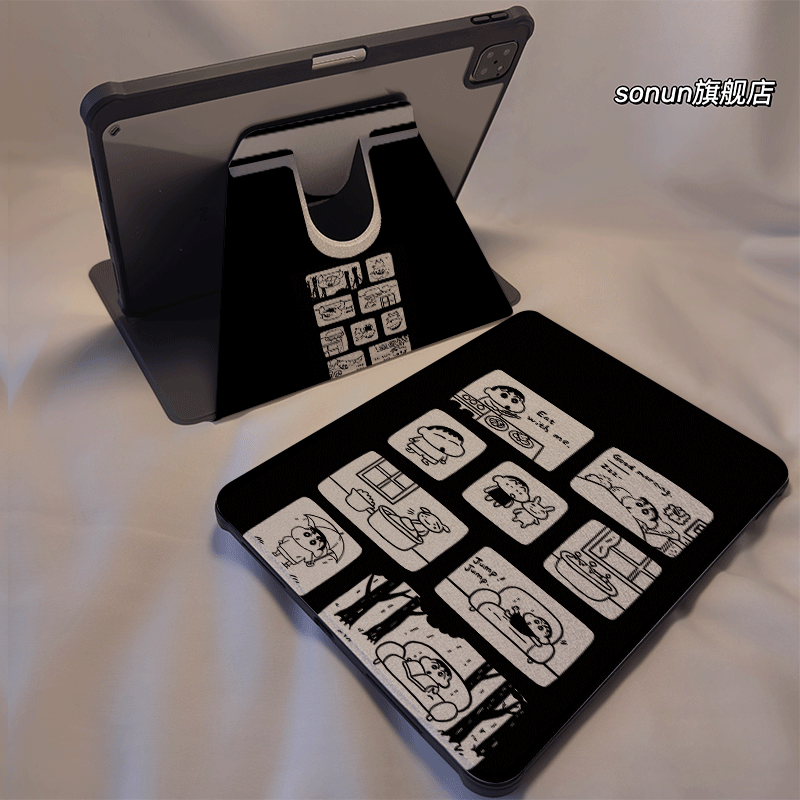 倚琪 漫画小新2025新款小米平板8保护壳适用11英寸红米pad7带笔槽旋转电脑pro6透明卡通12.4寸7Spro硅胶套