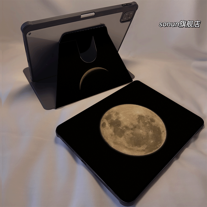 倚琪 月亮星球2025新款iPad10/9保护壳适用苹果air5/4/3透明8旋转10.2卡通Pro12.9/13亚克力mini7平板硅胶套6