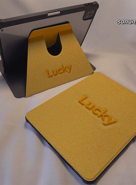 倚琪 橙色luck2025新款iPad10/9保护壳适用苹果air5/4/3透明8旋转10.2卡通Pro12.9/13亚克力mini7平板硅胶套6