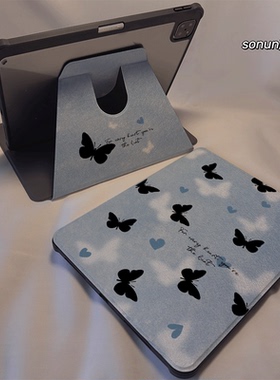 倚琪 蓝色蝴蝶2025新款matepad12保护壳适用华为matepad air2透明7荣耀平板V9pro带旋转V8卡通magic硅胶套se6