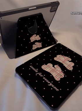 倚琪 波点小兔2025新款iPad10/9保护壳适用苹果air5/4/3透明8旋转10.2卡通Pro12.9/13亚克力mini7平板硅胶套6