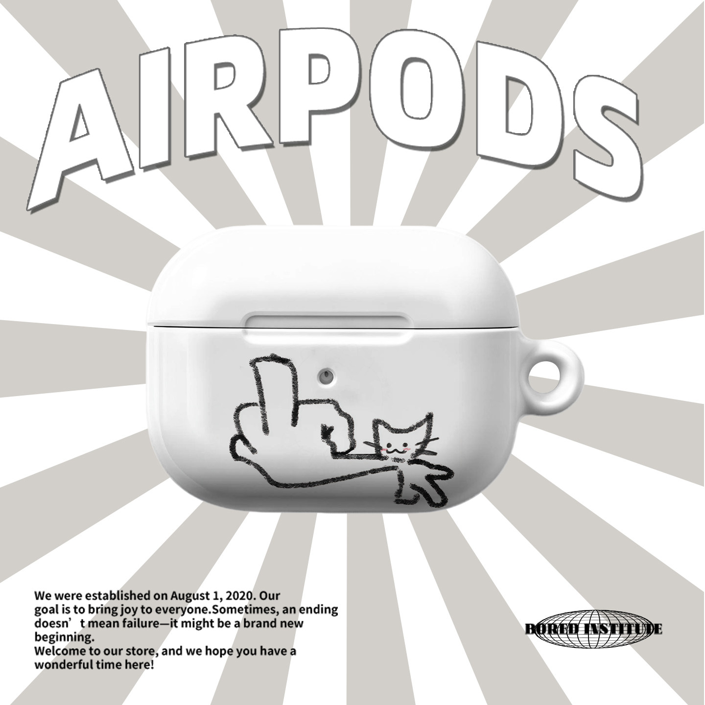 简约中指小猫适用于苹果AirPodsPro3苹果无线蓝牙耳机airpods4/3二代pro时尚韩国菲林保护套2保护壳个性小众