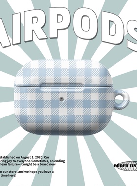 韩国ins风进口菲林小众设计蓝色方格适用于airpods4/3苹果无线蓝牙耳机感简约保护套airpods pro2/3保护壳