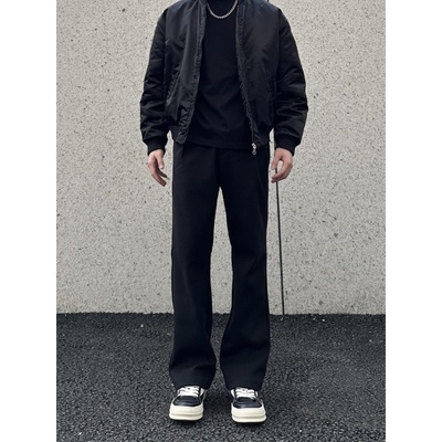 潮流穿搭休闲夏秋弯刀男裤显高显瘦百搭腿型修身高弹高街大码1