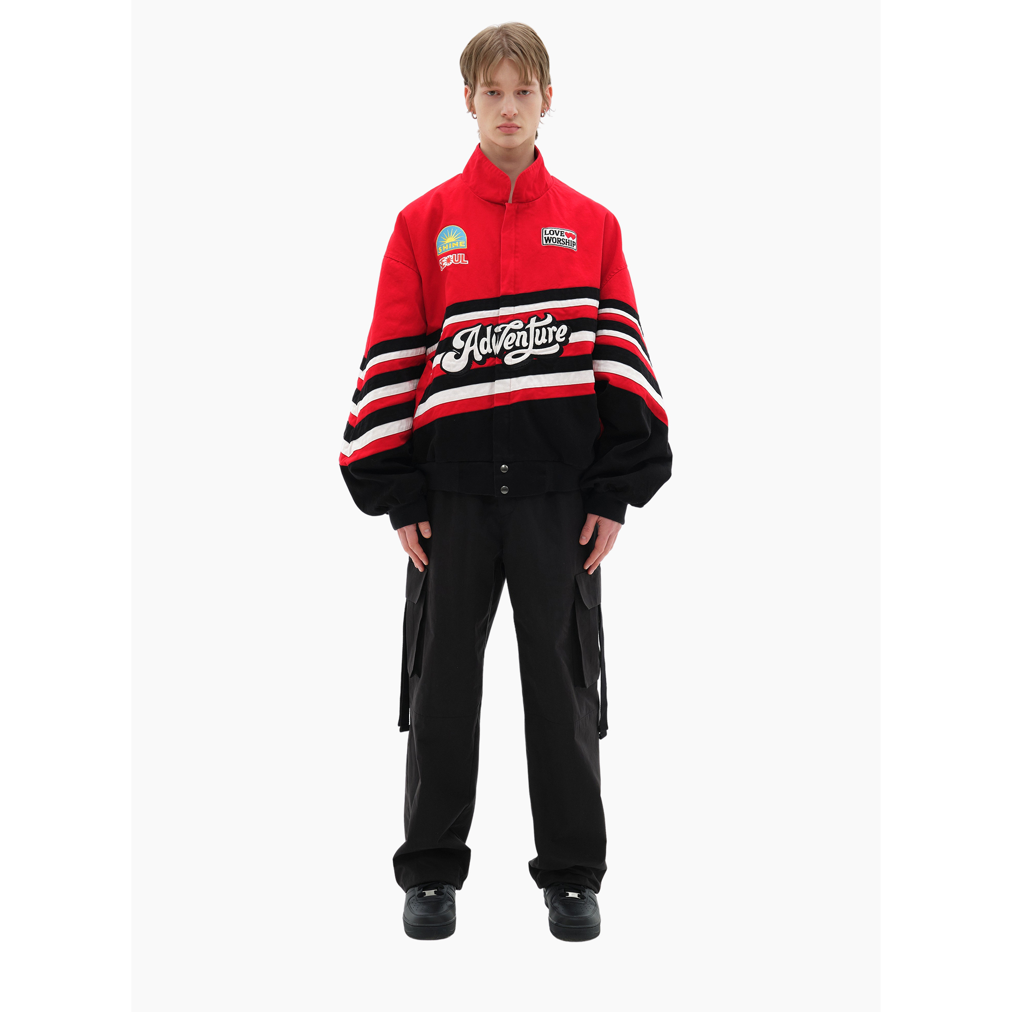 SS-XWR春季新款美式复古拼接撞色运动宽松休闲夹克时尚潮流上衣潮