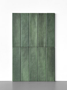 复古田园瓷砖陶土全瓷复古绿长条手工釉面墙砖连锁餐厅吧台背景墙