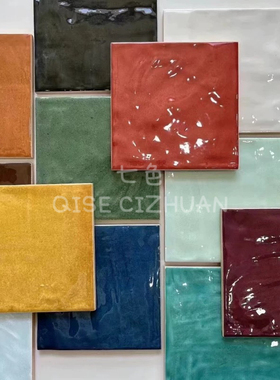 西班牙渐变手工砖120X120小方砖绿色法式卫生间墙砖厨房浴室瓷砖