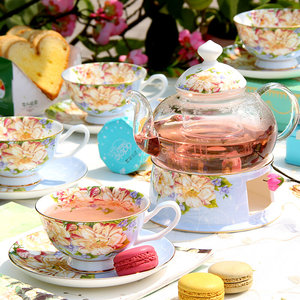 新款花茶杯水果茶壶套装下午茶茶具陶瓷轻奢茶杯玻璃茶具家用蜡烛