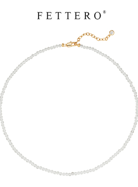 fettero 铜合金项链 【金色白色圆切珠项链】气质时尚简约小众