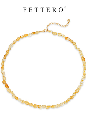 fettero 铜合金项链 【金色随形黄色串珠项链】气质轻奢时尚