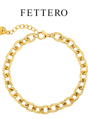 fettero 铜合金手链 【真空金粗圆线O字链手链6.6mm】气质欧美简