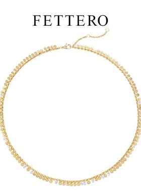 fettero铜合金金色圆片风铃项链