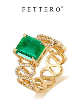 fettero铜合金祖母绿戒指