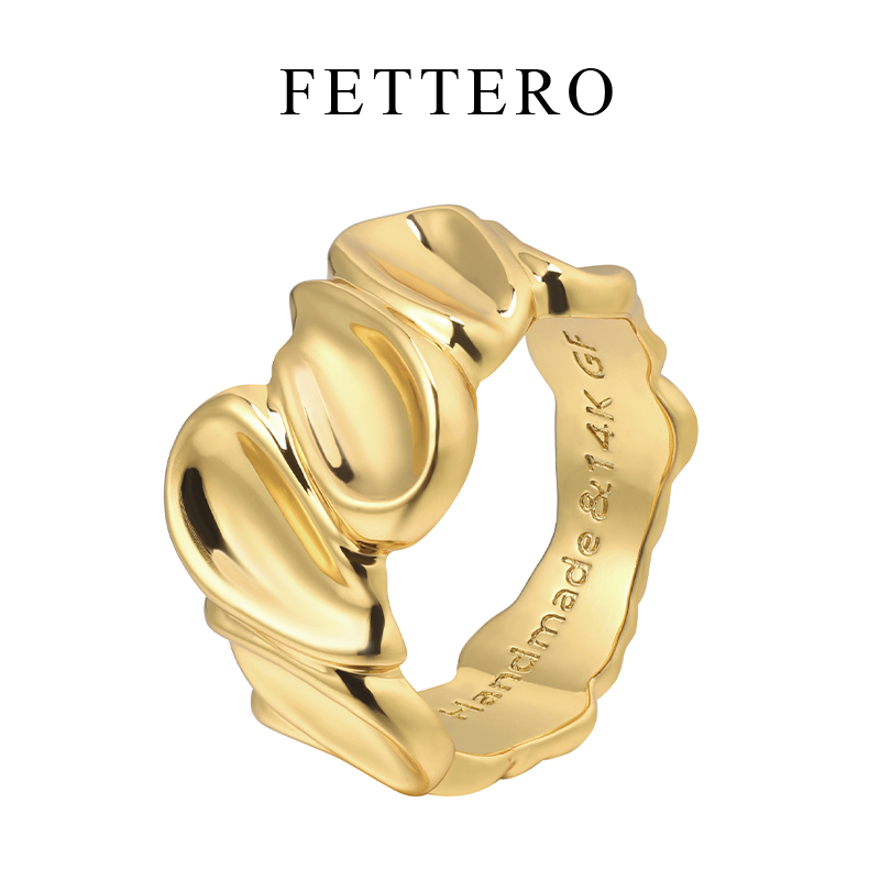 fettero 铜合金戒指 【瓜子戒指】高定设计时尚个性小众指环饰品