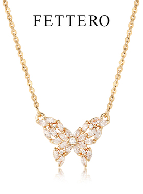 铜合金项链 【金色马眼钻蝴蝶项链】