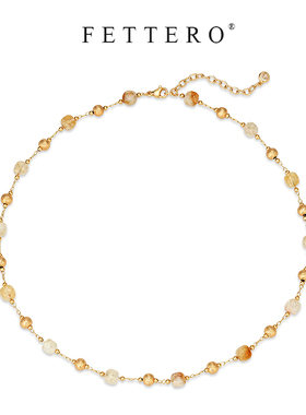 fettero 铜合金项链 【金色拉丝球黄色铜珠项链】气质轻奢小众
