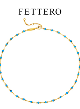 fettero 铜合金项链 【松石颈链】欧美锁骨链手工气质叠戴糖果色