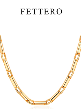 fettero 铜合金项链 【宽面格子项链】高定设计简约小众锁骨颈链
