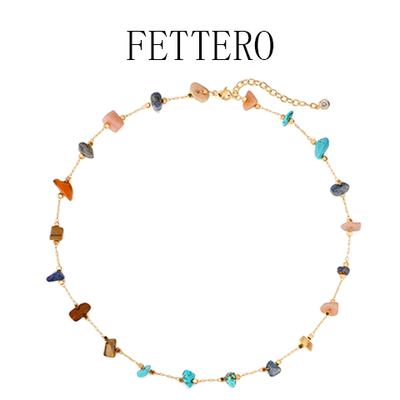 fettero 铜合金项链 【金色彩石方珠项链】百搭小众简约彩色ins