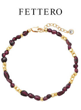 fettero 铜合金手链 【金色石榴色三角串珠手链】气质轻奢小众