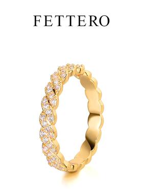 fettero 铜合金戒指 【金色循环半圈柳叶戒指】轻奢欧美百搭镶钻