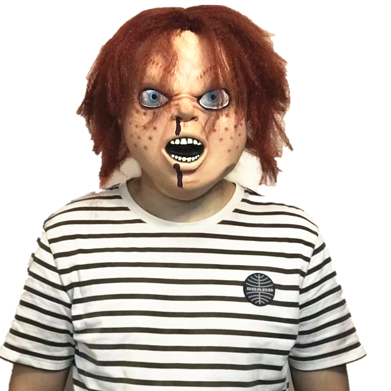 万圣节恐怖面具鬼娃鬼屋密室逃脱吉娃娃鬼吓人扮头套全脸装扮道具