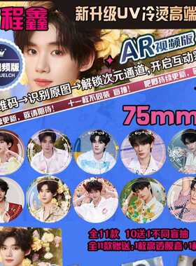 明星系列双闪镭射吧唧丁程鑫周边AR徽章胸章礼盒11个套装75MM