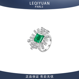 绿色戒指女气质洋气方块太阳花小众设计高级感送女友 leqiyuan法式