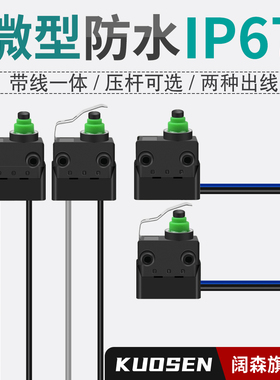 微动开关小型微型防水IP67限位开关1常开1常闭带线压杆按钮开关