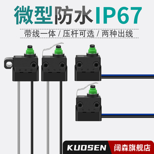 微动开关小型微型防水IP67限位开关1常开1常闭带线压杆按钮开关