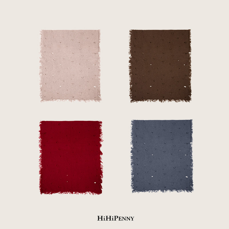 HiHipenny/“雪落下的声音” 纯羊毛破洞简约百搭围巾