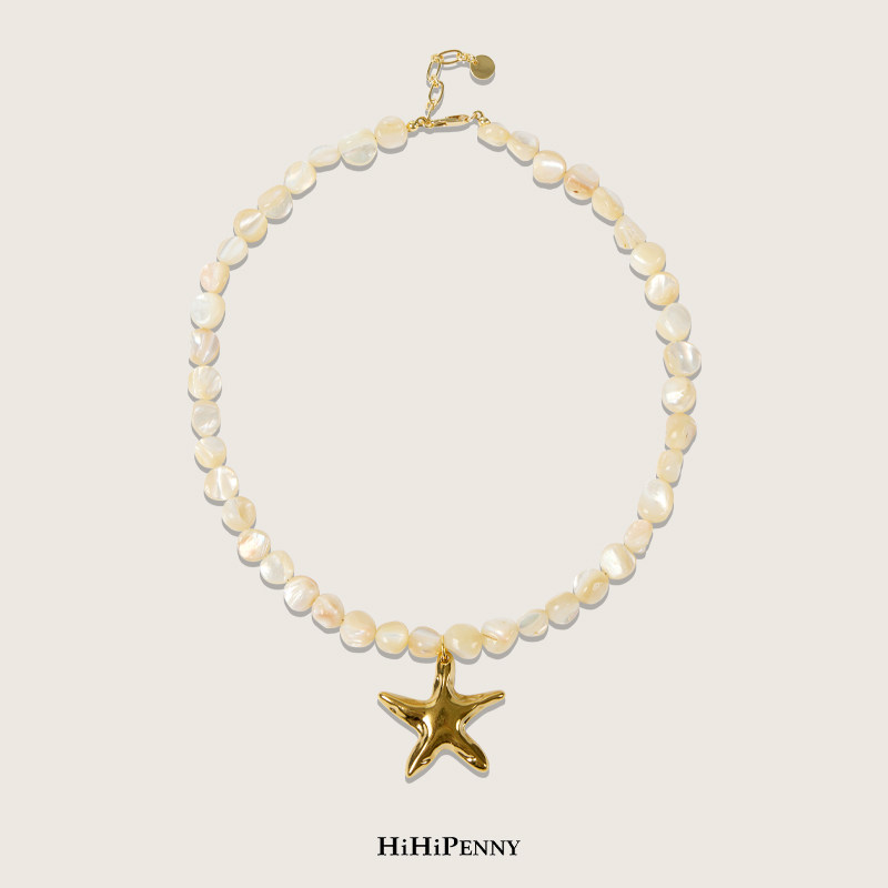 HiHipenny/贝壳项链金色海星吊坠设计优雅简约百搭饰品