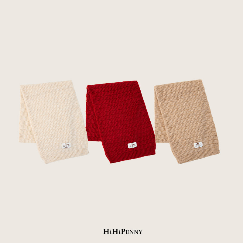 HiHipenny/经典款羊毛围巾女冬季韩系纯色坑条针织围脖
