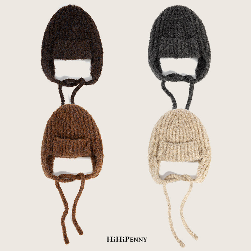 HiHipenny/秋冬复古保暖护耳飞行员帽子羊毛软糯混纺毛线帽雷锋帽