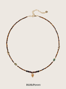 HiHipenny/天然石松果项链精致手工设计