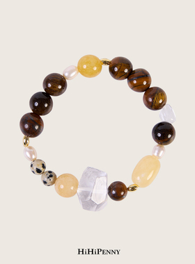 HiHipenny/天然白水晶虎眼石手串原木元素手链