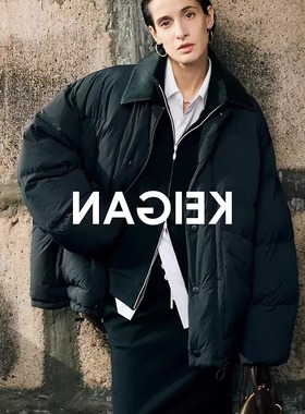 羽绒服女设计感小众白鹅绒苣轻盈零压风拼真皮领宽松面包羽绒服女