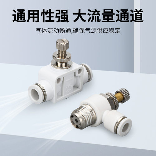 气动接头SL4-M5单向调速节流阀SA-6管道阀气管快速接头SC8-02/3/4