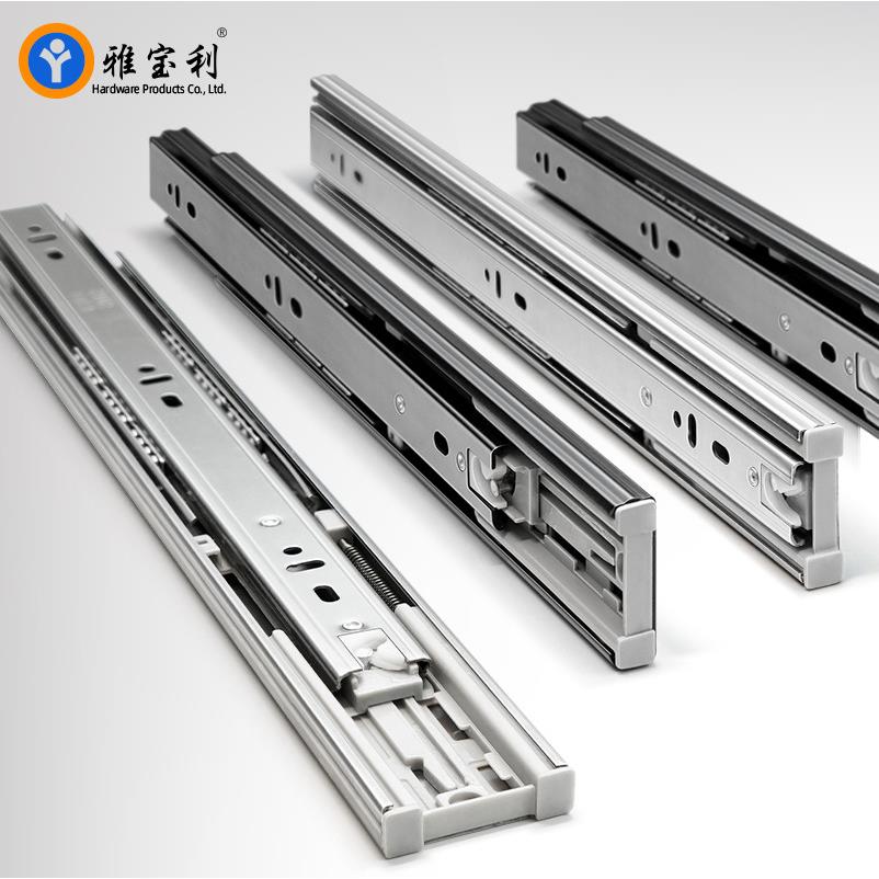 抽屉不锈钢滑轨缓冲阻尼导轨家具橱柜轨道衣柜钢珠三节轨厂家直供