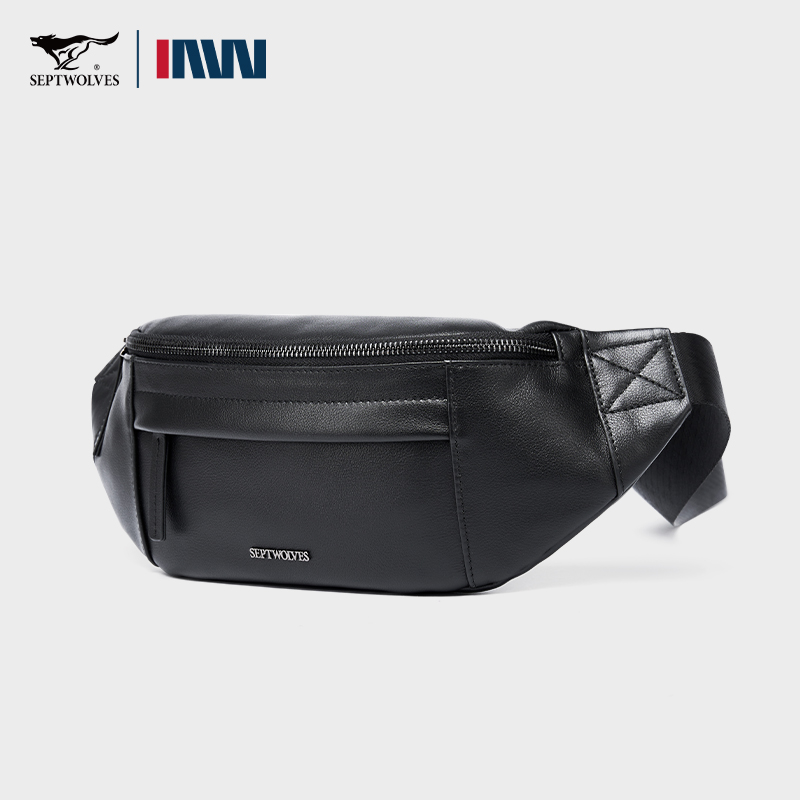 七匹狼真皮胸包男款随身包2025新款时尚斜挎包出行背包腰包个性包