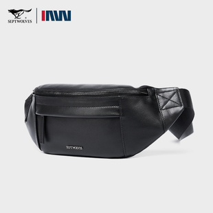 七匹狼真皮胸包男款随身包2026新款时尚斜挎包出行背包腰包个性包