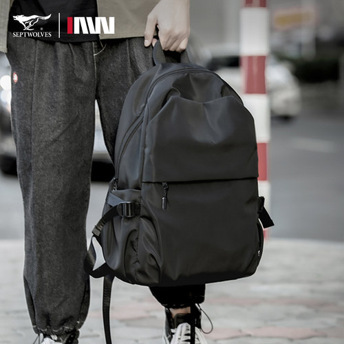 七匹狼潮牌双肩包男士休闲旅行包