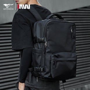 七匹狼大容量双肩包男大学生书包轻便潮流背包新款户外出行旅行包